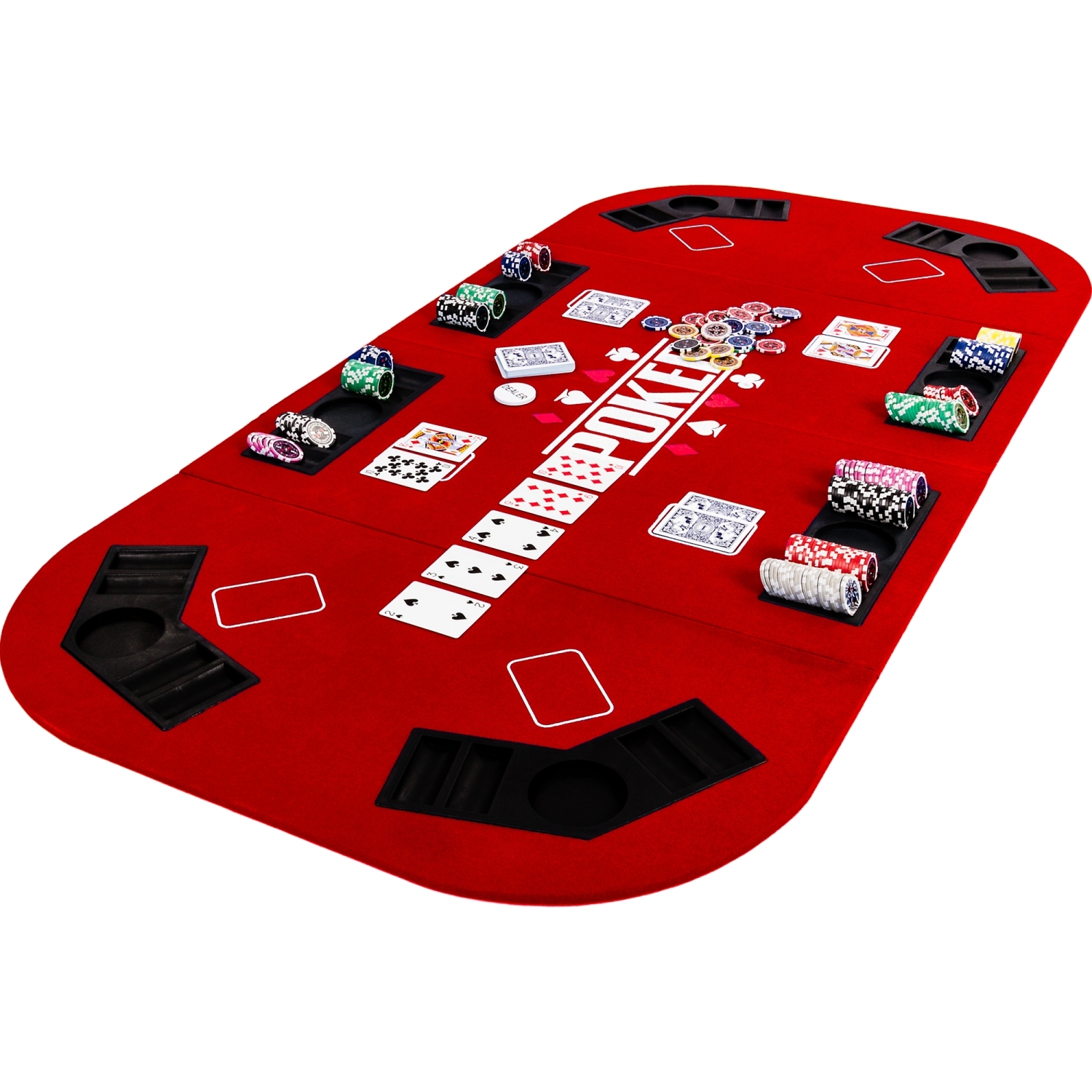 Rouge et Vert CHIPS Tapis de Poker Texas Holdem 120x60cm / 180x90cm Plateau de Table de Poker Portable Réduction du Bruit et Sac de Transport pour Les Jeux Partout Hydrofuge 